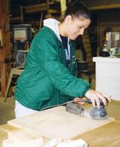 Sanding the wood